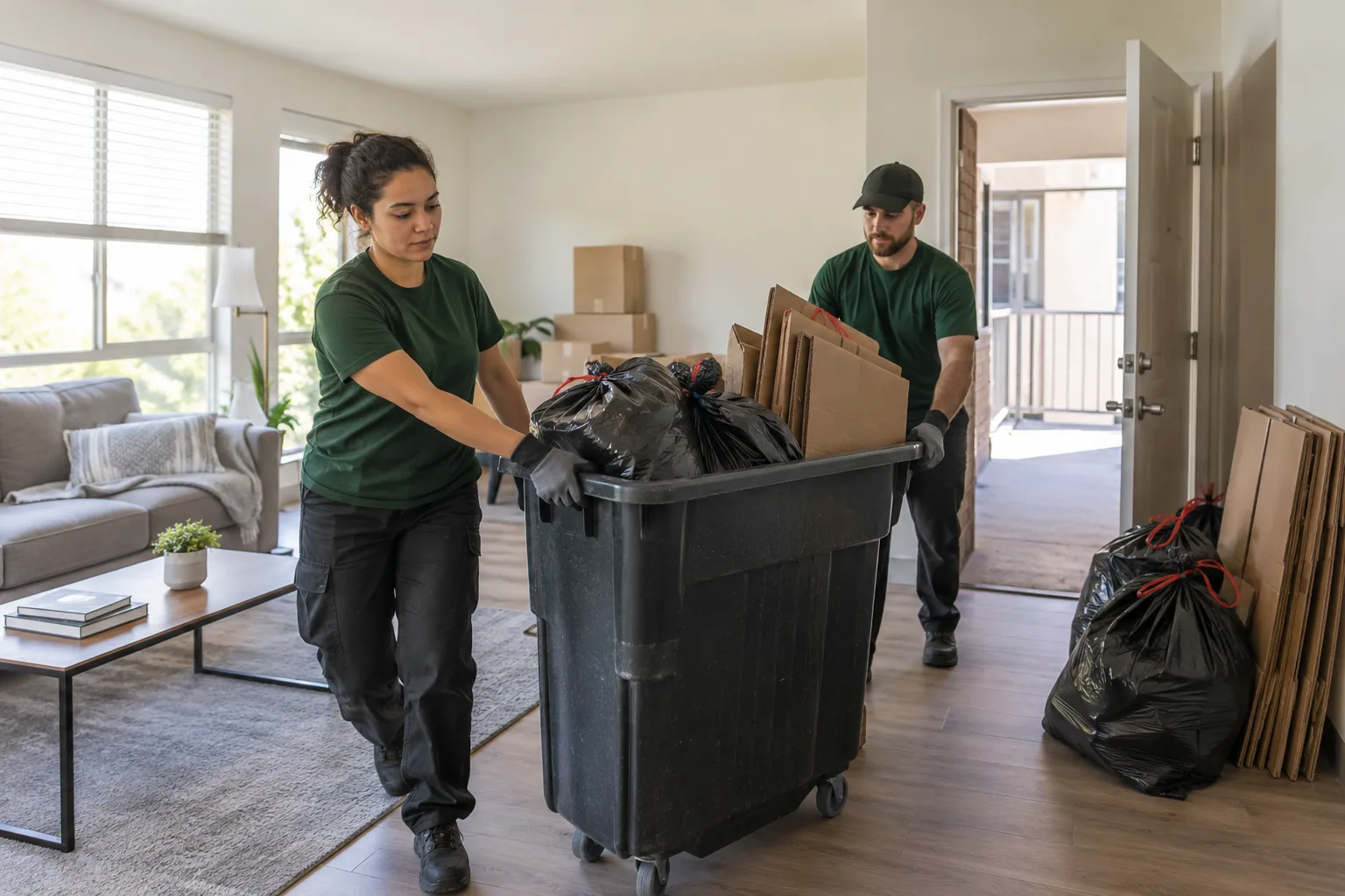 apartment debris removal work in an apartment